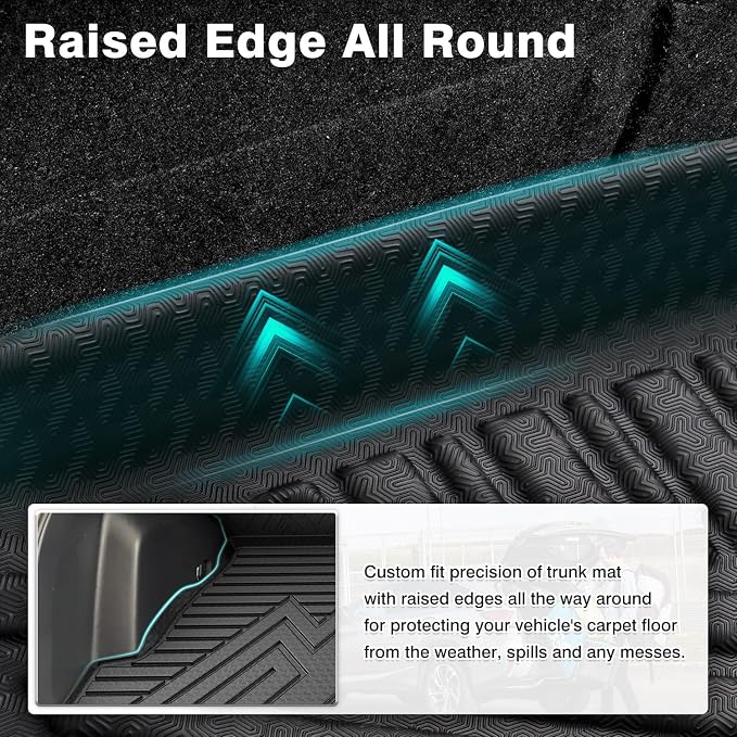 Mixsuper Cargo Liner for Toyota RAV4 2019-2025 Cargo Mat Backrest Mat for RAV4 All Weather Trunk Mat Backrest Mat TPE Back Seat Cover Protector for RAV4 Accessories