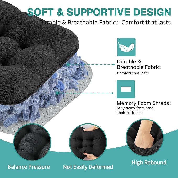 BETU Chair Cushions for Dining Chairs,3.5" Thick Kitchen Table Chair Pads with Ties,Non Slip Backing and Covers,Seat Cushion for Dining Room,Bar,Patio Chairs,20"X20"X3.5"