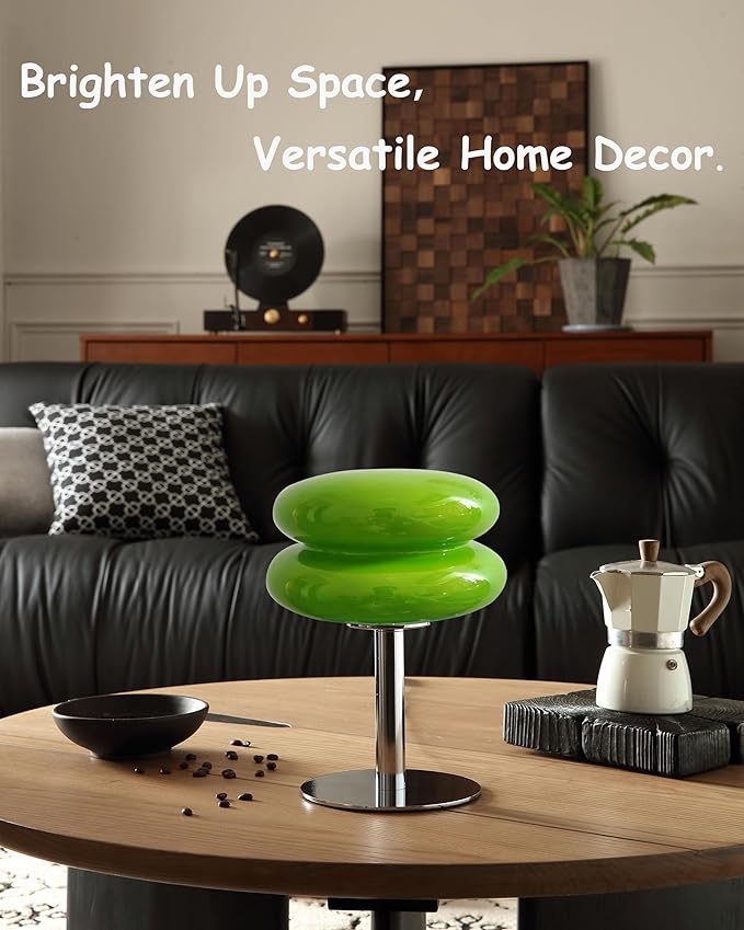Glivpny Mushroom Lamp Table Lamp for Night Stands,Mid Century Modern Desk Lamps for Bedroom, Vintage Dimmable Bedside Small Cute Lamps, Cool Aesthetic House Warming Gifts New Home Decor (Green)