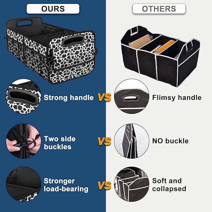 Deosk Trunk Organziers and Storage with 6 Big Pocket,Car Accessories for Women/Men 50L Waterproof Polyester Trunk Organzier for Car/SUV/Minivan/Truck(Medium, Cow print)