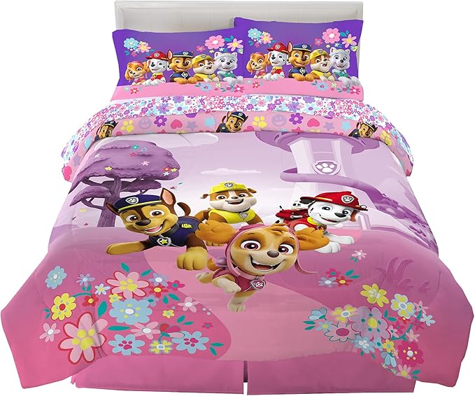 Franco Kids Bedding Super Soft Comforter and Sheet Set, 5 Piece Full Size, Paw Patrol Girls