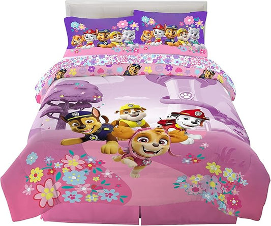 Franco Kids Bedding Super Soft Comforter and Sheet Set, 5 Piece Full Size, Paw Patrol Girls