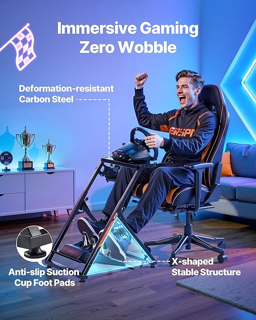 VEVOR Racing Wheel Stand, Adjustable & Foldable Simulator Stand for Logitech G923 G920 G29 G27, Thrustmaster T300RS TX F458 T500RS T3PA-PRO(F1/GT) Gaming Cockpit,Pedals Simulator NOT Included,Compact