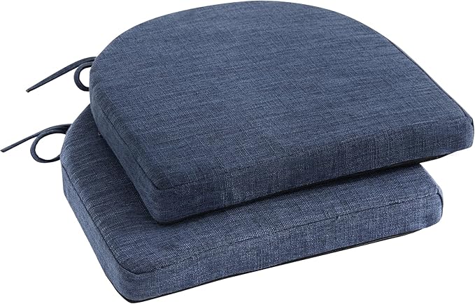 IPYNBAP Chair Cushions for Dining Chairs, Kitchen Chair Cushions, 16'' x 16'' x 2'', Non Slip Indoor Seat Cushions, Chair Pads for Dining Chairs with Ties & Removable Cover, Set of 2, Navy
