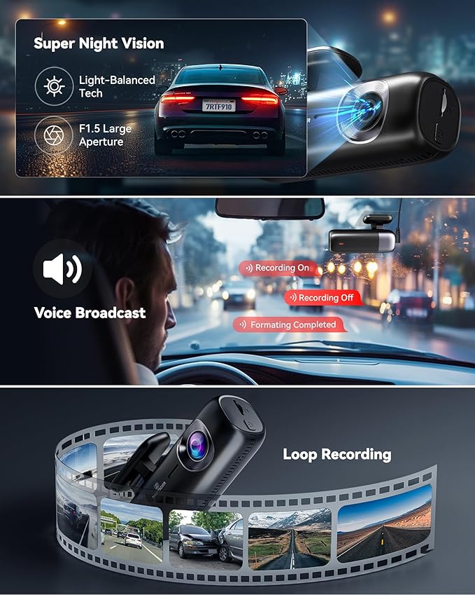 REDTIGER F9 Dash Cam 4K Front and Rear 1080P, WiFi GPS Car Camera with 32GB Card, Dual Dash Camera for Cars, Loop Recording, Night Vision, Parking Mode, Smart App Control, Support 256GB Max