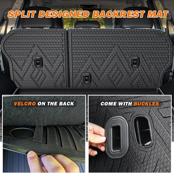 KUST Trunk Cargo Liner for 2023-2026 Kia Sportage Accessories (Include Hybrid, Not for PHEV), Rear Trunk Cargo Mat with Backrest Mat, TPE Rubber, Raised Edge