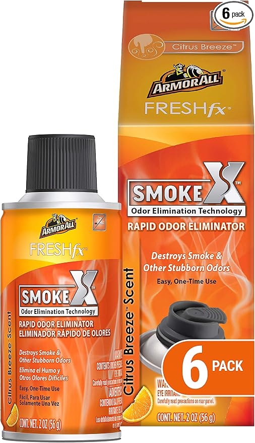 Armor All Car Air Freshener and Purifier - Odor Eliminator for Cars & Truck, Citrus Breeze, Fogger, Pack of 6, 19142-6PK