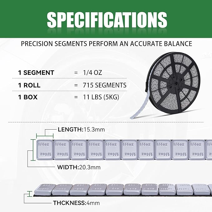 0.25 Oz Gray Adhesive Wheel Weights（715pcs,11lbs/5kg）,1/4 Oz Stick on Wheel Weights for Cars, Trucks, SUVs, Motorcycles, Low Profile