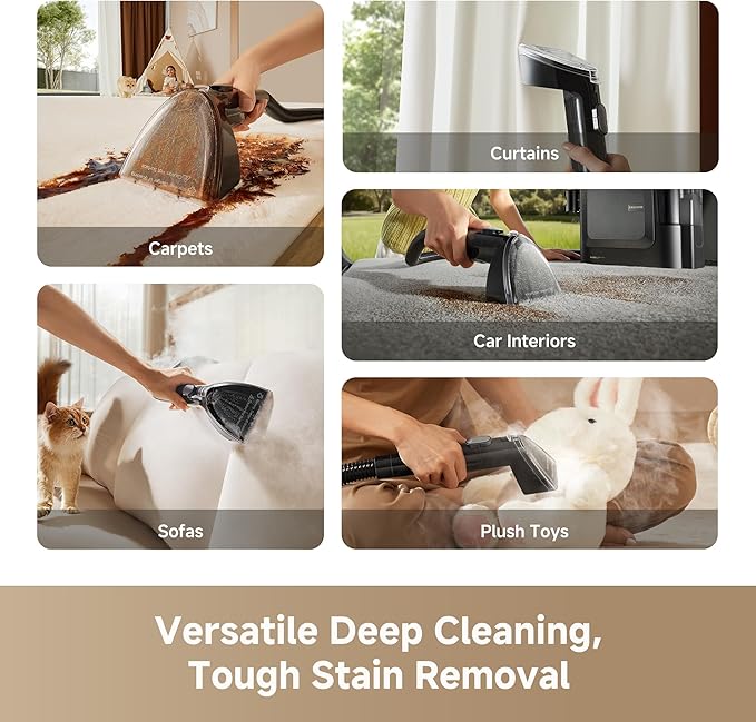 DREAME N20 Steam Carpet Cleaner Machine with Steam & Hot Water Wash, Portable Upholstery Cleaner with Self Cleaning, 17Kpa Suction, Perfect for Pet, Car, Auto, Carpet, Rug, Auto-Mix Solution