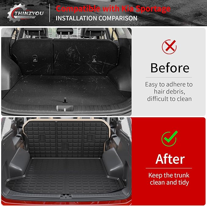 Cargo Mat Compatible with 2023 2024 2025 2026 KIA Sportage Cargo Liner Trunk Liner TPE Back Seat Cover Protector 2025 Sportage Accessories Non-Plug-in Hybrid (Trunk Mat+Backrest Mats)