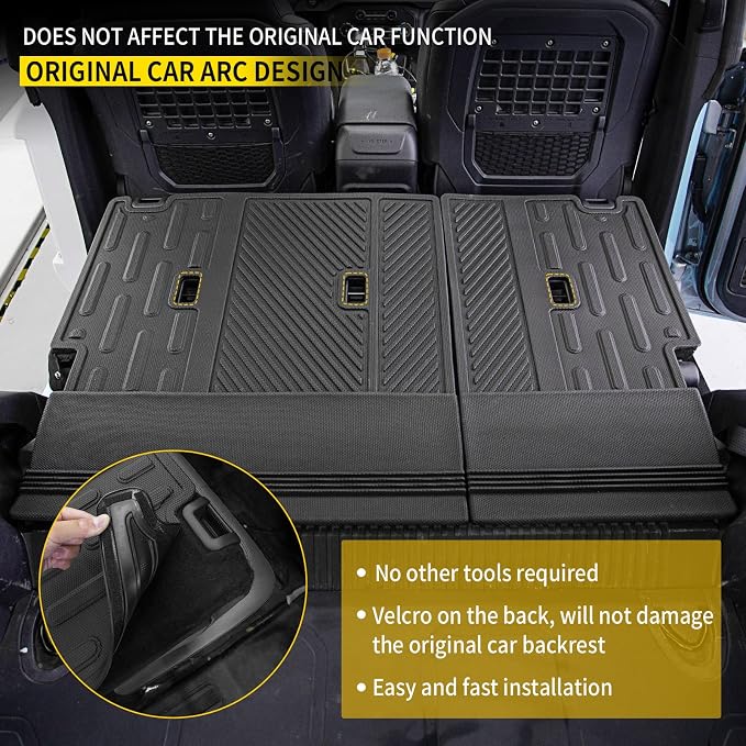 Cargo Mat Compatible with 2021-2025 2026 Ford Bronco Trunk Mat Back Seat Cover Protector Cargo Liner Kick Mat for 2024 Bronco Accessories 4 Door(Trunk Mat+Rear Backrest Mats+Lower Trunk Mat)