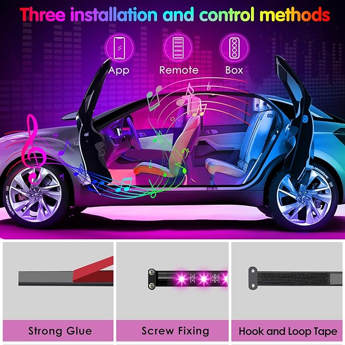 Interior Car Lights Keepsmile Car Accessories APP Control with Remote Music Sync Color Change RGB Under Dash Lighting with Charger 12V LED Lights Running Board Lights