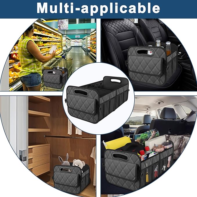 Deosk Trunk Organziers and Storage with 6 Big Pocket,Car Accessories for Women/Men 50L Waterproof Polyester Trunk Organzier for Car/SUV/Minivan/Truck(Medium,Charcoal)