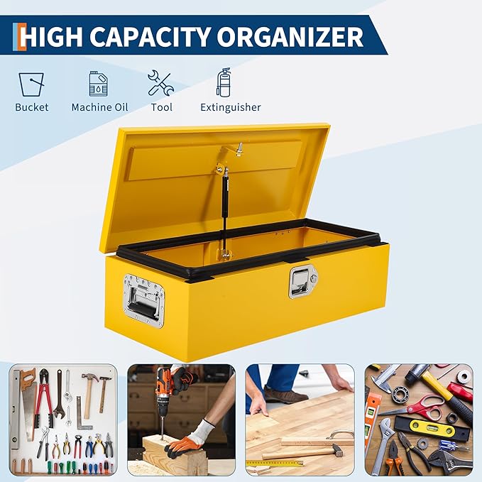 39 Inch Heavy Duty Steel Truck Bed Tool Box Truck Car Outdoor Trailer Pickup Toolbox, RV Storage Organizer w/Lock & Keys