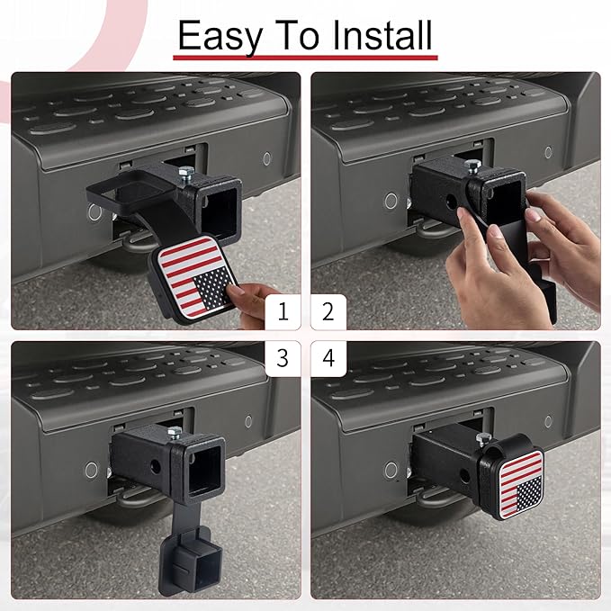 SINGARO 2 Inch Universal Flag Tow Hitch Covers, Trailer Hitch Cover Tube Plug Insert, Car Exterior Accessories, Receiver Tube Hitch Plug（American Flag-A）