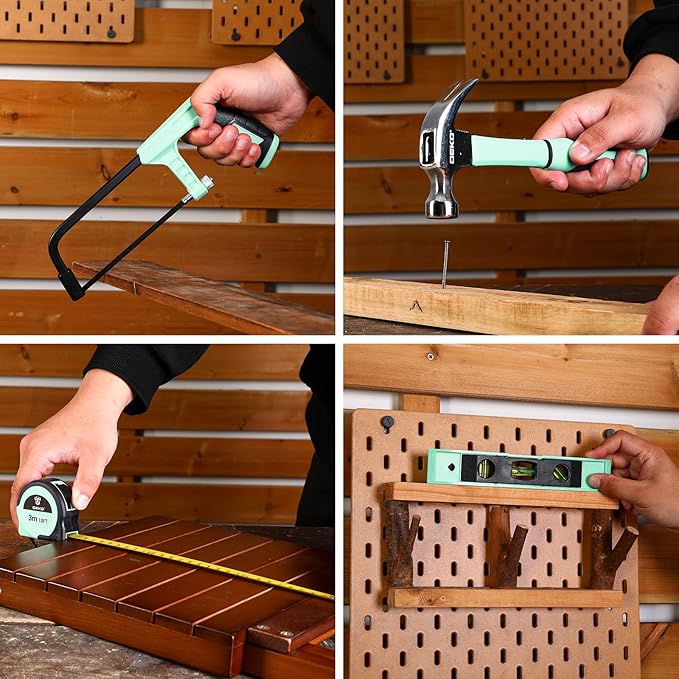 Drill Tool Kit Set: 20V Cordless Power Drill Tool Box with Battery Electric Drill Driver for Men Home Hand Repair Basic Toolbox Tools Sets Drills Case, Turquoise