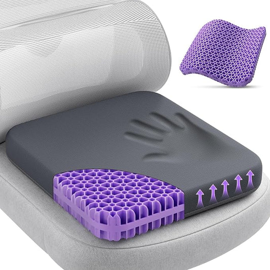 TushGuard Gel Seat Cushion for Long Sitting, Enlarged & Thickened Patent Design Office Chair Seat Cushion, Breathable Cooling Pads for Chairs, Soft Car Cushions for Wheelchair(1.6in, Grey)