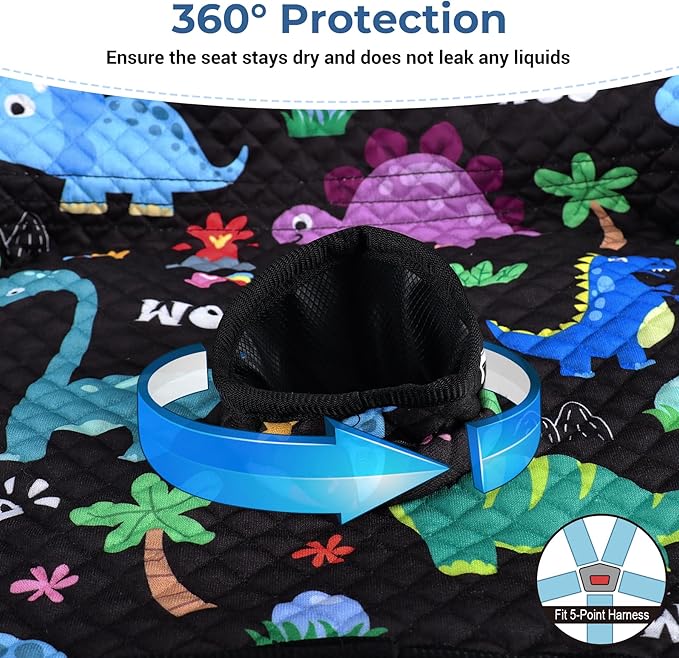 COOLBEBE Infant Car Seat Protector for Potty Training, Dry Waterproof Car Seat Liner Toilet Training for Baby Infant Toddler, Piddle Pads Cover Pad for Strollers & Carseat (Dinosaur)