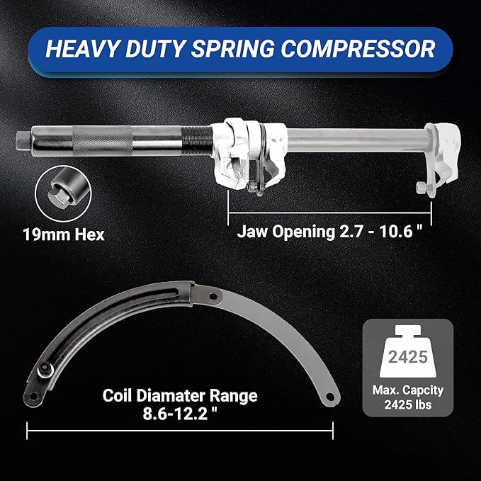 Spring Compressor Tool, Coil Spring Compressor Tool Set with Extendable Bracket, Heavy Duty Macpherson Strut Spring Compressor Tool with 2425LB Capacity for Car Truck ATV UTV