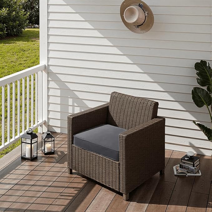 PatioGlow Outdoor Chair Cushions 19 x 19 x 3 Inch, Waterproof & Fade Resistant Patio Seat Cushion for Furniture with Handle and Ties, Thick Seating Pads for Outside Sofa Couch Set of 2, Grey