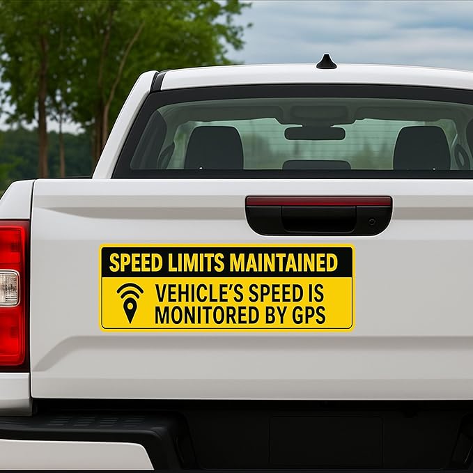12Pcs (11x3.5IN) - Vehicle Speed is Monitored by GPS Bumper Sticker - Speed Limits Maintained Safety Sticker for Car, Truck, Van, Commercial Vehicle – Weatherproof & UV-Resistant
