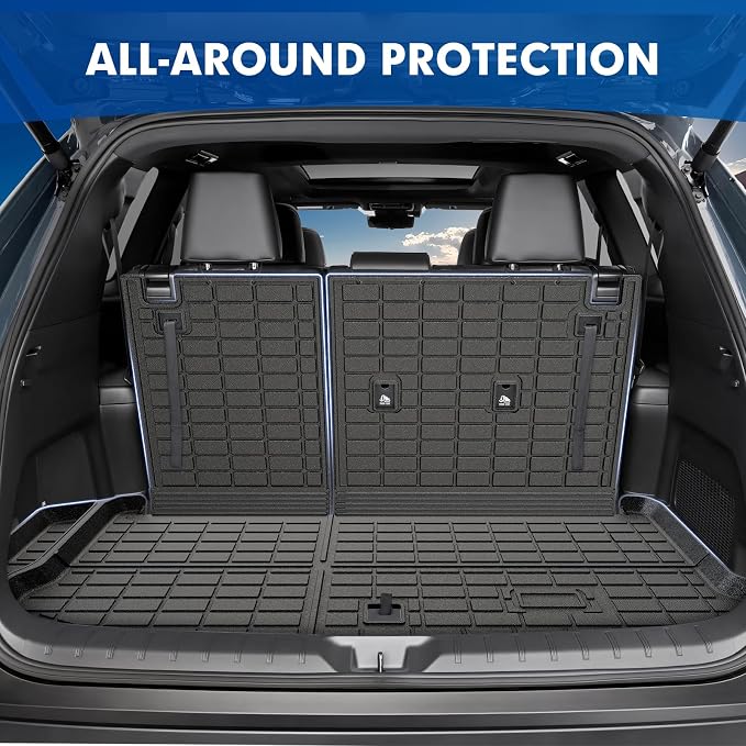 Mixsuper Cargo Liner for Toyota Grand Highlander 2024-2026, All Weather All-in-One Trunk & Backrest Mat, TPE Rear Seat Protector Accessories