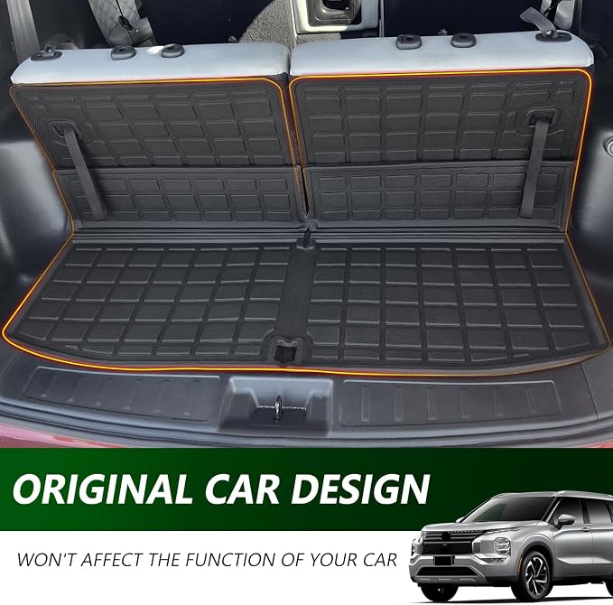 xipoqix Cargo Mat Backrest Mat Compatible with 2022-2025 Mitsubishi Outlander 7 Seats Cargo Liner TPE Replacement for 2022-2025 Mitsubishi Outlander Accessories (Trunk Mat+Backrest Mats)