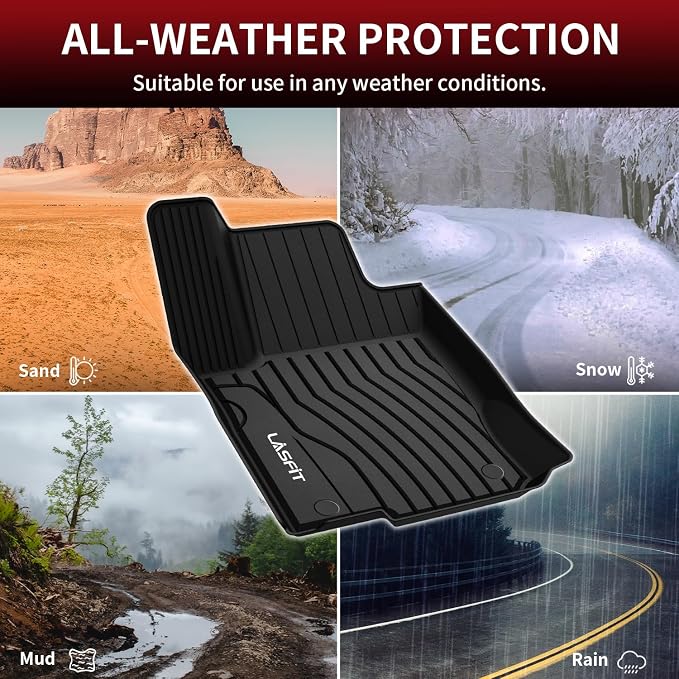 LASFIT Floor Mats for Mercedes Benz GLE 2016-2019 & ML Class 2012-2015 350/400 /63 AMG S, All Weather TPE Floor Liners Custom Fit GLE & ML Car Mats, 1st & 2nd Row, Black