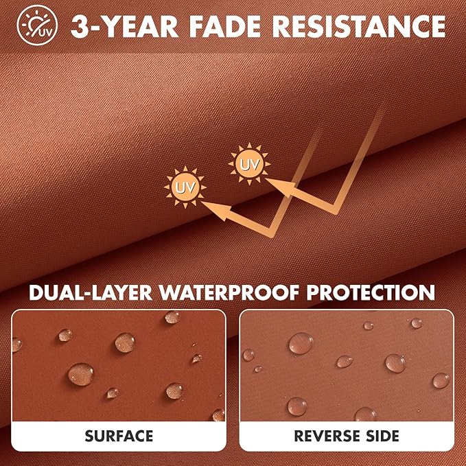 MIULEE Rust 18.5 x 16 x 3 Outdoor Chair Cushions Waterproof Patio Chair Cushions with Adjustable Straps Set of 2 for Patio Furniture 3-Year Color Fastness Garden Sofa Couch