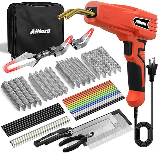 Allturn Plastic Welder, 2 in 1 Plastic Welding Kit, Hot Staples Weld Gun, Car Bumper Repair Kit for Most Plastics, Patent Number D970324(Red)