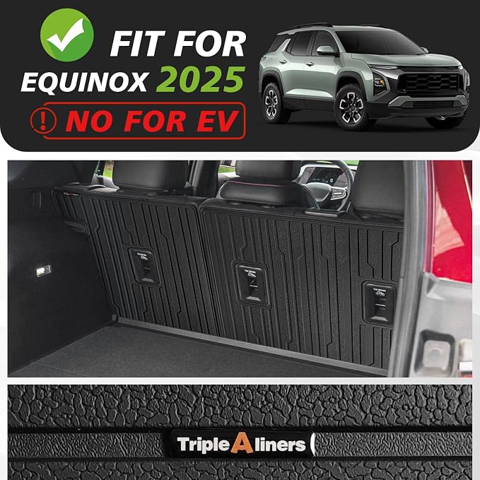 TripleAliners Rear Back Seat Protector Cover 2nd Row Backrest Mats All Weather Liners Compatible with 2026 2025 Chevy Equinox Accessories TPE Custom Fit Protection Seat Back Cover(No for EV)