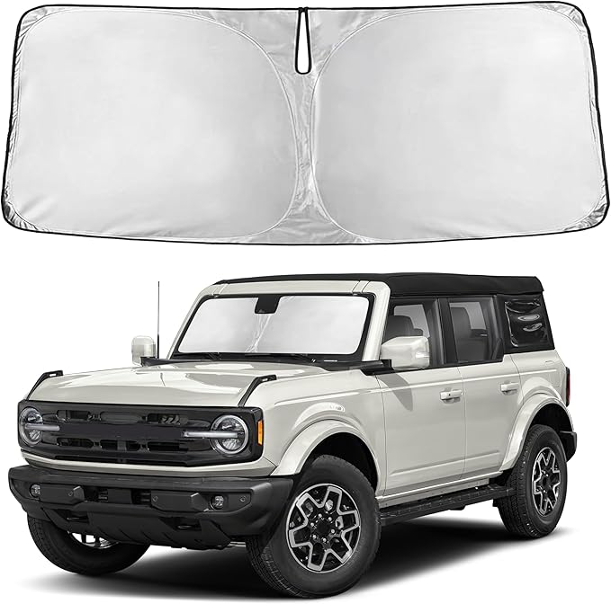 Autovir Windshield Sun Shade Fit for 2021-2024 2025 2026 Ford Bronco Sun Shade, Front Window Sun Visor, UV Protection, Heat Blocker, Foldable Car Accessories