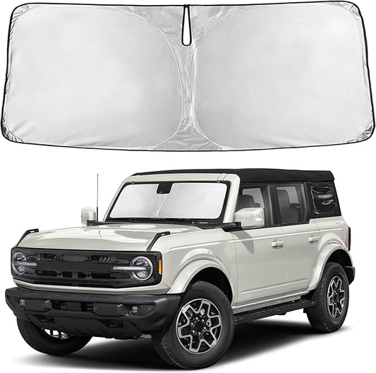 Autovir Windshield Sun Shade Fit for 2021-2024 2025 2026 Ford Bronco Sun Shade, Front Window Sun Visor, UV Protection, Heat Blocker, Foldable Car Accessories