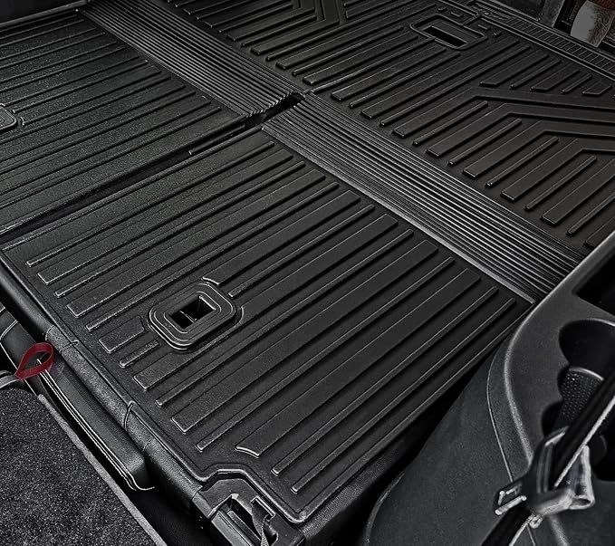 Cargo Mat with Backrest Mats for Volkswagen VW Atlas 6/7 Seats 2018-2025 2026 Car Mat Accessories(Not Fit Cross Sport), All Weather TPE Trunk Cargo Liner(Cargo Mat with Backrest Mats)