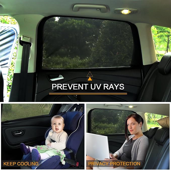 2Pack Car Window Mesh Screen 20"x43", Elastic Breathable Mesh Window Screen Sunshades Fit for Most Cars SUVs