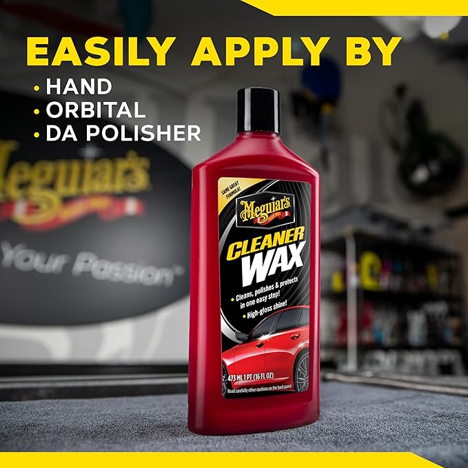 Meguiar's Cleaner Wax - Liquid Car Wax, Cleans, Polishes and Protects Your Vehicle - Easy to Use, Long-lasting Shine - 16 Oz