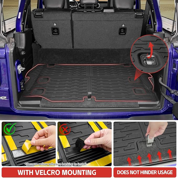 Cargo Liner Fit for 2021-2025 Jeep Wrangler JL Unlimited 4XE 4 Door, Cargo Mat TPE Trunk Mat All-Weather Protection Trunk Liners for 2024 Jeep Wrangler JL/JLU Accessories