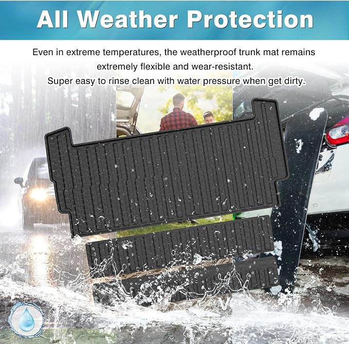 Mixsuper Cargo Liner for 2022-2025 Rivian R1S Cargo Mat Backrest Mat for R1S All Weather Trunk Mat Backrest Mat TPE for R1S Accessories Includes 3PCS Set