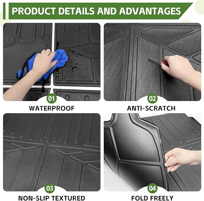 Cargo Liners for 2019-2024 Subaru Forester Without Subwoofer Trunk Mat with Seat Back Cover Accessories, All Weather Rear Cargo Mat Backrest Protector