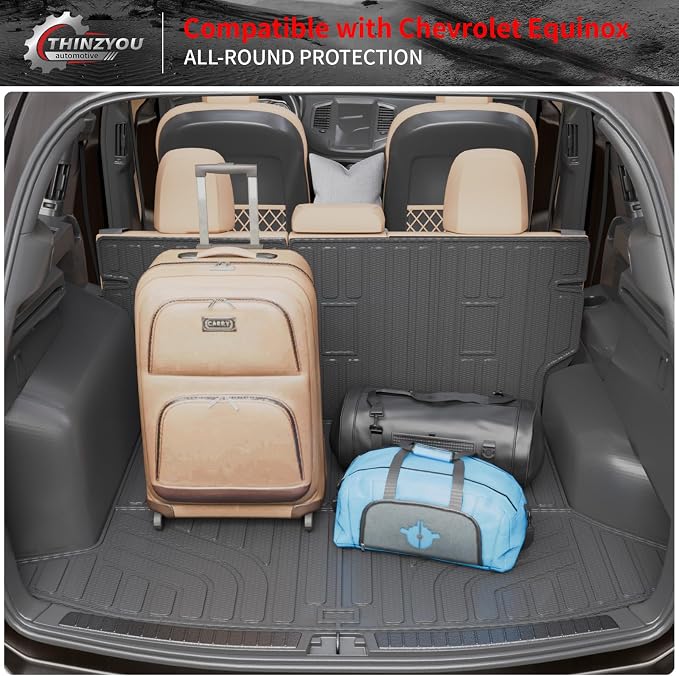Cargo Mat Compatible with 2025 2026 Chevrolet Equinox NO EV GMC Terrain Trunk Mat Trunk Liner Cargo Liner Back Seat Cover Protector Chevy Equinox Accessories (Backrest Mats+Trunk Mat)