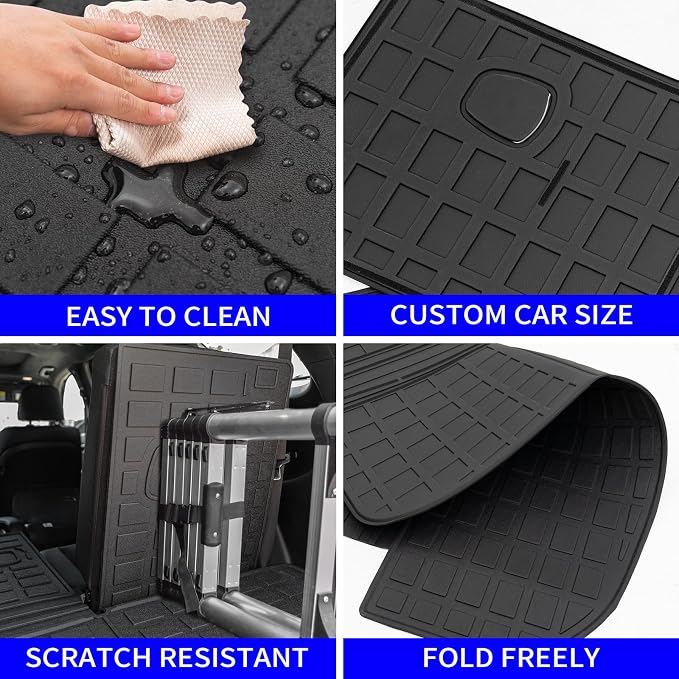 Rongtaod Cargo Mat Compatible with Hyundai Palisade 2020-2025 Trunk Mat Cargo Mat Cargo Liner All Weather Trunk Liner 2024 Palisade Accessories (Trunk Mats with Backrest Mat)