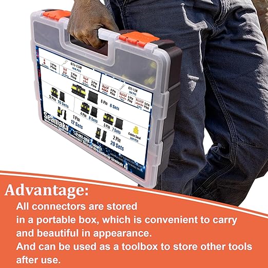 1008PCS 63 Sets Waterproof Automotive Wire Connectors Kit 1/2/3/4/5/6 Pin Automotive Replacement Electrical Accessories Plug Connectors Kit Male and Female Connector with Ratchet Crimping Tool
