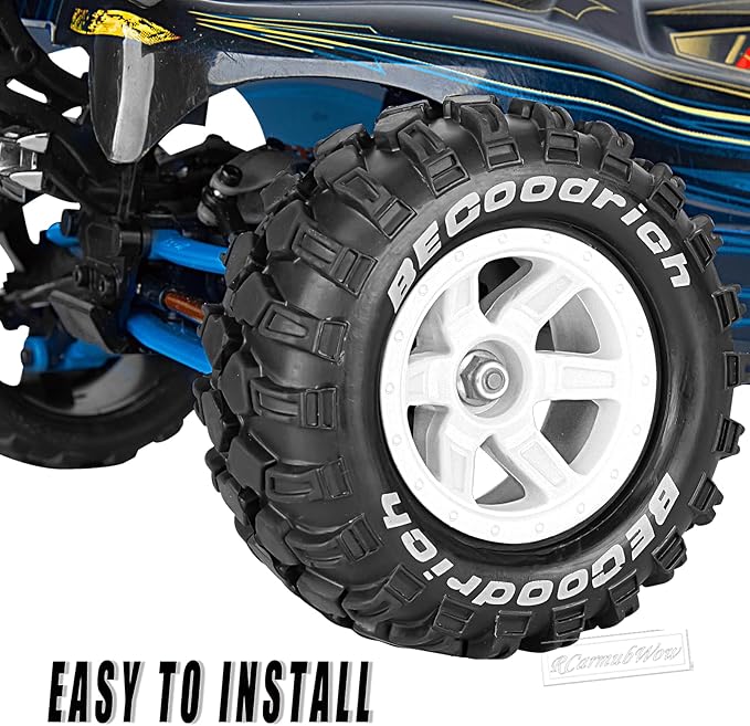 RC Wheels and Tires Off-Road Buggy Tires for 1/12 1/14 1/16 RC Off Road Monster Truck E-REVO Summit REDCAT HPI SAVAGEGT-2XS Volcano-16,1/12 1/14 1/16 Wheels Tires Set Pre-glued,White