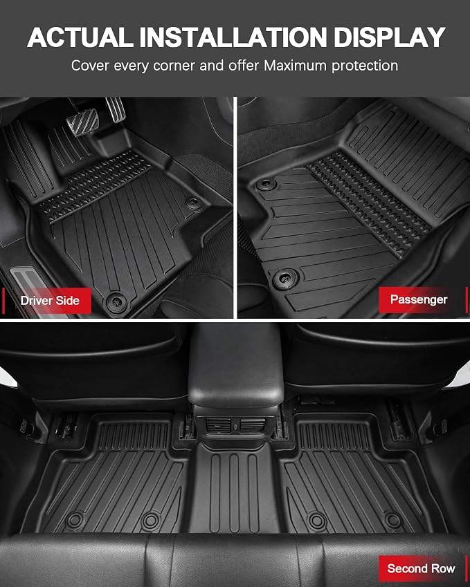 Floor Mats Fit for 2019-2026 Acura RDX - Custom Fit All Weather TPE Floor Liners Cargo Liner with Backrest Mats for RDX Accessories Full Set, Black