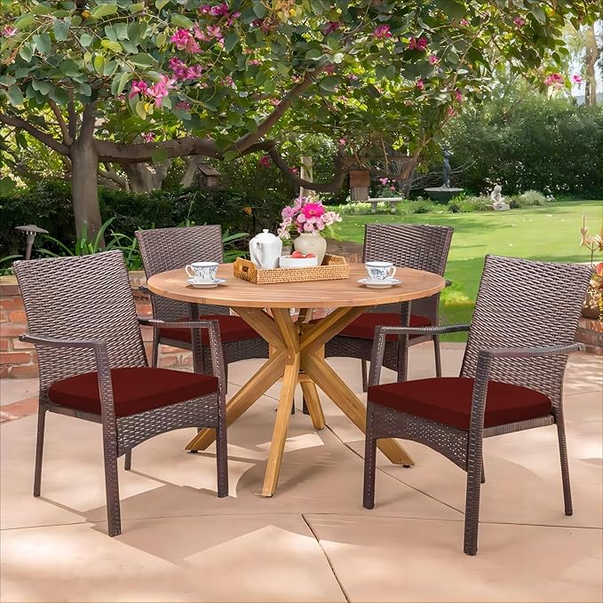 HARBOREST Outdoor Chair Cushions Set of 4, Water Resistant Patio Chair Cushions with Ties, Outdoor Seat Cushions for Patio Furniture, 17"x16"x2", Burgundy