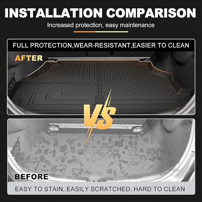 Floor Mats & Cargo Liner for Mercedes-Benz C-Class Sedan 2022-2026 | All Weather Custom Fit Floor Liners & Trunk Mat for C300 C43 AMG C63 AMG, Black