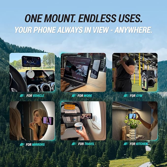 CARMOUNT Clutch-X™ White – Upgraded Vacuum Phone Mount Suction Cup Car Phone Holder for iPhone, Window Phone Mount, 360° Vacuum Magnetic Phone Holder for Car, Magnetic Phone Holder with Suction Cup