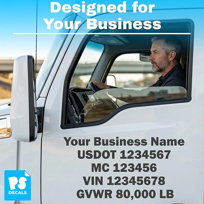 Custom Vinyl Lettering for Trucks – Personalized Decal for Fuel Trucks, Tankers & Commercial Vehicles, Up to 5 Lines Text, Weatherproof Sticker for Fleet, Business, Windows & Signs