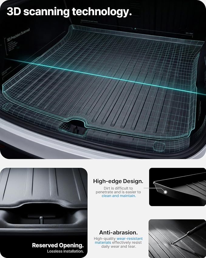 4 Pcs Floor Mats for Tesla Model Y Juniper Accessories 2025 2026 (Standard/Premium/Performance) 5-Seater, All Weather Custom Fit TPE Trunk Mats Cargo Liner Anti-Slip