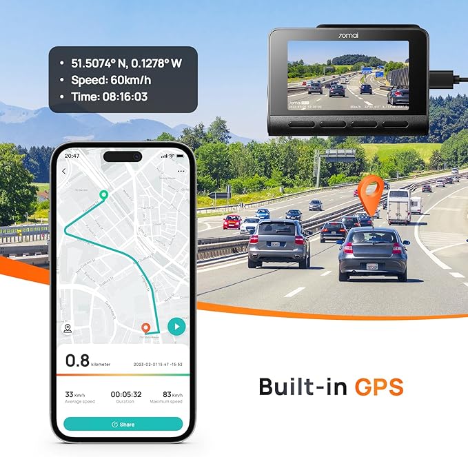 70mai 4K Dash Cam Front and Rear, 4K+1080P Dual STARVIS 2 Car Dash Camera for Cars, 4G LTE Remote Access, AI Motion Detection, WiFi 6, 5 GPS, 24H Parking Mode, HDR Night Vision, Voice Control, ADAS